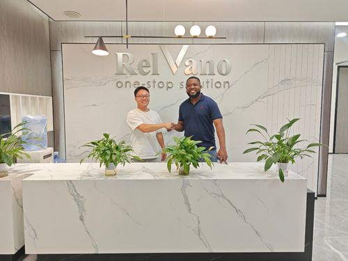 Relvano team with a North American villa builder after a factory tour