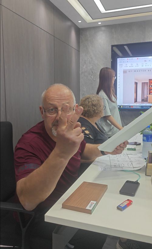 Client meeting over a one-stop building materials solution for a new villa